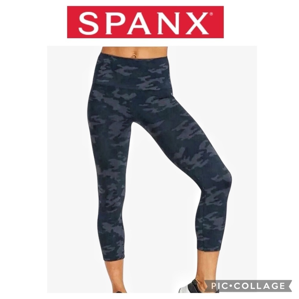 Spanx women Look At Me Now seamless cropped Leggings Black Camo size XS $68